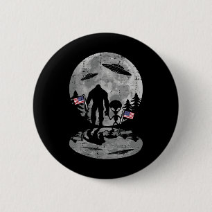 Badge Rond 5 Cm 4 juillet Alien de Bigfoot Ufo Funny Patriotic Fem
