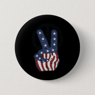 Badge Rond 5 Cm 4 juillet America Independence Day Peace Love Amer