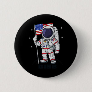 Badge Rond 5 Cm 4 juillet astronaute USA American Flag Fun Patrio