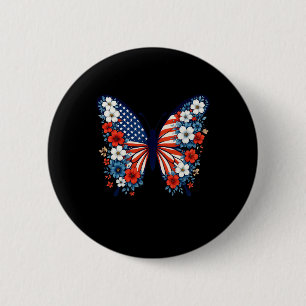 Badge Rond 5 Cm 4 juillet Beurre mignon Fleur Rouge Blanc Bleu U