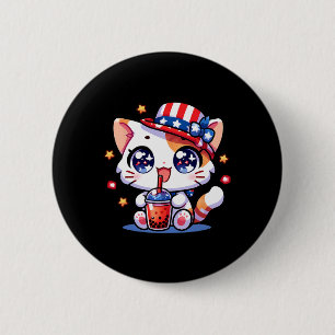 Badge Rond 5 Cm 4 juillet Chatte Chemise Filles Enfants Kawaii Ani