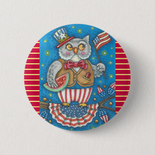 Badge Rond 5 Cm 4 juillet CHAUD, BOUTON D'OISEAU