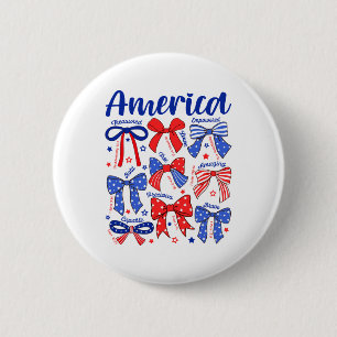 Badge Rond 5 Cm 4 juillet Christian Coquette Bow America Indepen