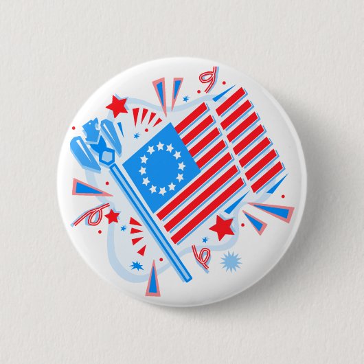 Badge Rond 5 Cm 4 juillet drapeau (Devant)
