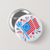Badge Rond 5 Cm 4 juillet drapeau (Devant & derrière)