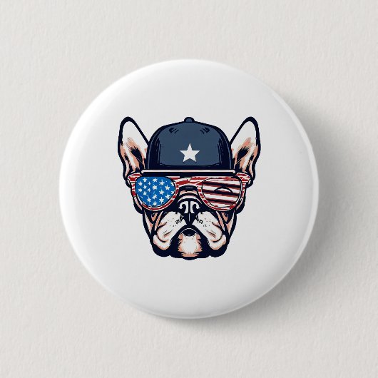 Badge Rond 5 Cm 4 juillet du week-end de French Bulldog (Devant)