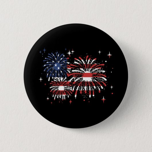 Badge Rond 5 Cm 4 juillet États-Unis Fireworks (Devant)