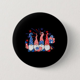Badge Rond 5 Cm 4 juillet Gnomes Patriotique American Flag mignonn