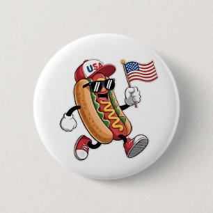 Badge Rond 5 Cm 4 juillet Hotdog Indépendance américaine 1776