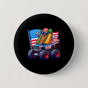 Badge Rond 5 Cm 4 juillet Hotdog Sungles Monster Truck Américain
