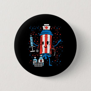Badge Rond 5 Cm 4 juillet Infirmière Pirate Funny America Scruter