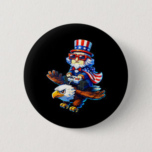 Badge Rond 5 Cm 4 juillet joueur patriotique Oncle Sam Rétro Pixel