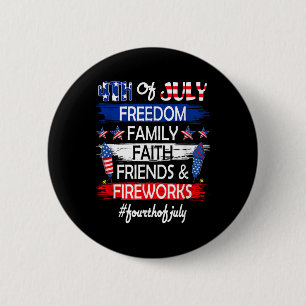 Badge Rond 5 Cm 4 juillet liberté famille amis feux d'artifice fie