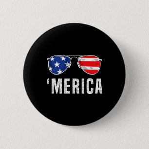 Badge Rond 5 Cm 4 juillet Merica Drapeau Lunettes de soleil Garçon