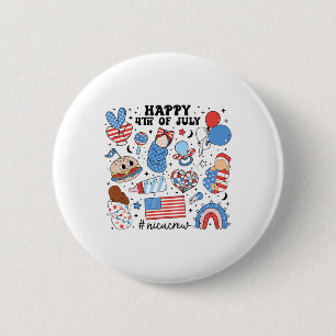 Badge Rond 5 Cm 4 juillet Nicu Infirmière Unité de soins intensifs