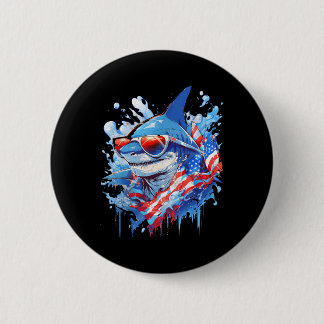 Badge Rond 5 Cm 4 juillet Patriotic Funny Shark Sungles Independen