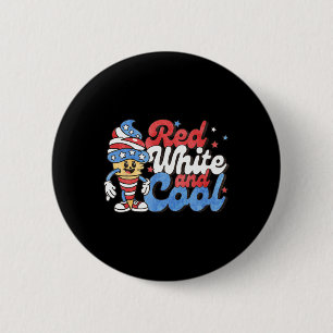 Badge Rond 5 Cm 4 juillet Rouge Blanc Et Cool Américain Popsicle K
