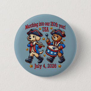 Badge Rond 5 Cm 4 juillet USA 250e anniversaire Semiquincentenaire