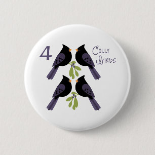Badge Rond 5 Cm 4 oiseaux de colly