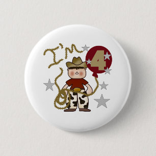 Badge Rond 5 Cm 4ème Anniversaire de cowboy