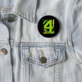 Badge Rond 5 Cm 4th Birthday Snake Lizard Reptile 4 Year Old Party (En situation)