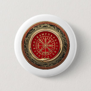 Badge Rond 5 Cm [500] Vegvisir - Viking Gold Magic Runic Compass