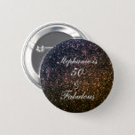 Badge Rond 5 Cm 50 And Fabulous Birthday Gold Black Golden Glitter<br><div class="desc">Designed with pretty,  girly and beautiful gold and black glittery background and personalized text templates for name and date,  which you can edit,  this is perfect for the 50th birthday celebrations!</div>