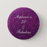 Badge Rond 5 Cm 50 And Fabulous Birthday Purple Glitter Ombre Chic<br><div class="desc">Designed with pretty,  girly and beautiful purple glittery background and personalized text template for name which you can edit,  this is perfect for the 50th birthday celebrations!</div>