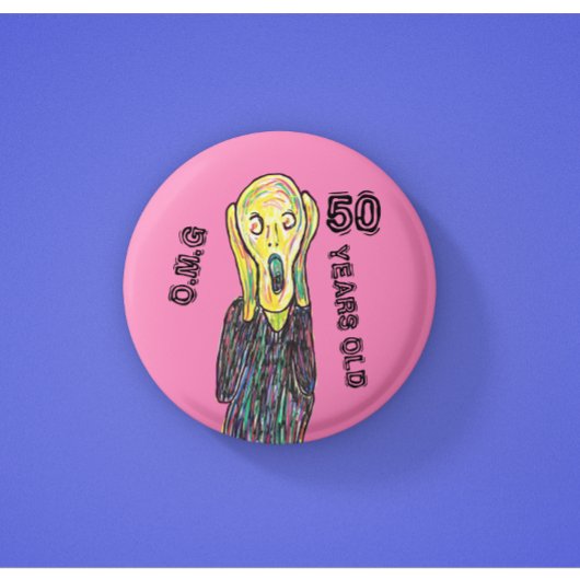Badge Rond 5 Cm 50 ans anniversaire n'importe quel âge 6 cm badge