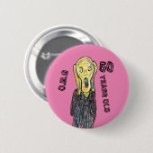 Badge Rond 5 Cm 50 ans anniversaire n'importe quel âge 6 cm badge (Devant & derrière)