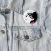 Badge Rond 5 Cm 50 et anniversaire élégant d'art déco fabuleux (En situation)