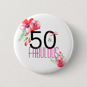 Badge Rond 5 Cm 50 et cinquantième fête d'anniversaire élégant