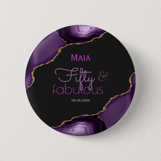 Badge Rond 5 Cm 50 et fabuleux 50e anniversaire (Devant)