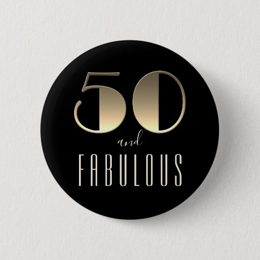 Badge Rond 5 Cm 50 et fabuleux 50e anniversaire Noir (Devant)