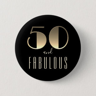 Badge Rond 5 Cm 50 et fabuleux 50e anniversaire Noir