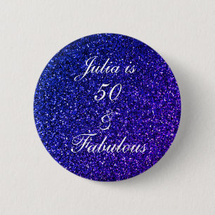 Badge Rond 5 Cm 50 Et Fabuleux Anniversaire Bleu Blanc Parties sci