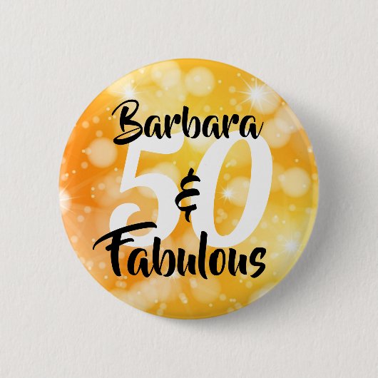 Badge Rond 5 Cm 50 et fabuleux fête d'anniversaire personnalisée (Devant)
