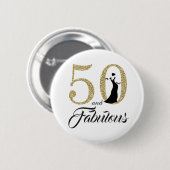 Badge Rond 5 Cm 50 et fête d'anniversaire fabuleuse (Devant & derrière)