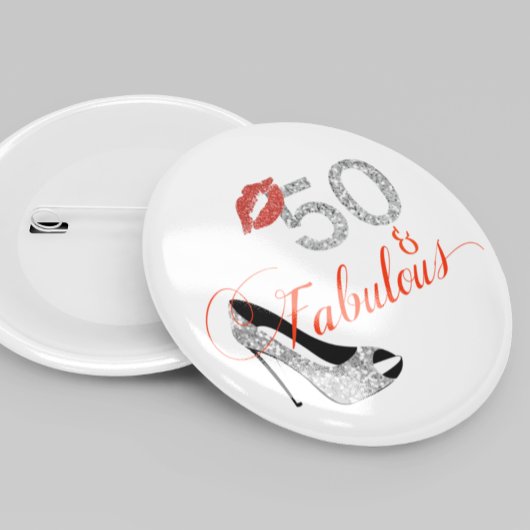 Badge Rond 5 Cm 50 et Parties scintillant fabuleuse 50e anniversai