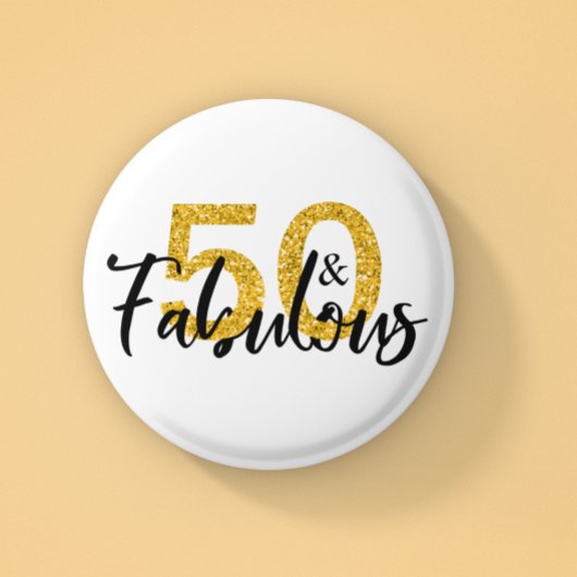 Badge Rond 5 Cm 50 et Parties scintillant fabuleuse 50e anniversai