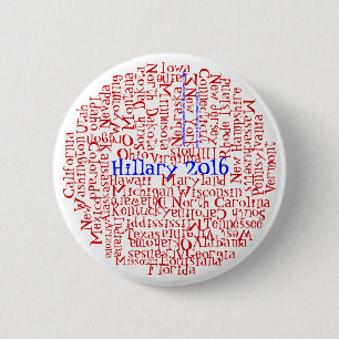 Badge Rond 5 Cm 50 états patriotiques 1 bouton Hillary Clinton