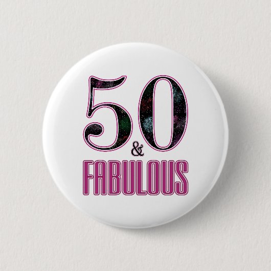 Badge Rond 5 Cm 50 & Fabulous Pink Black Typographie 50e anniversa (Devant)