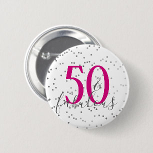Badge Rond 5 Cm 50 modernes et bouton fabuleux de confettis
