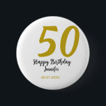 Badge Rond 5 Cm 50e anniversaire ajouter nom date année noire modè<br><div class="desc">conception modifiable</div>