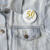 Badge Rond 5 Cm 50e anniversaire ajouter nom date année noire modè (En situation)