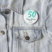 Badge Rond 5 Cm 50e anniversaire ajouter nom date année vert paste (En situation)