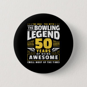Badge Rond 5 Cm 50e anniversaire Bowling 50 ans Old Bowler
