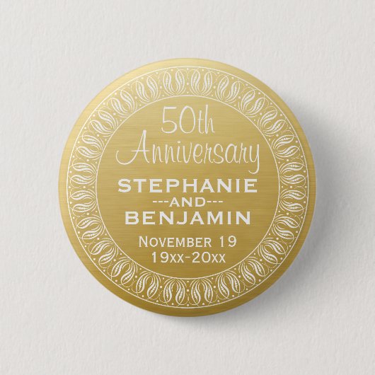 Badge Rond 5 Cm 50e anniversaire du Mariage Or personnalisé (Devant)