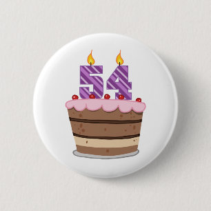 Badge Rond 5 Cm 54 ans sur le gâteau d'anniversaire