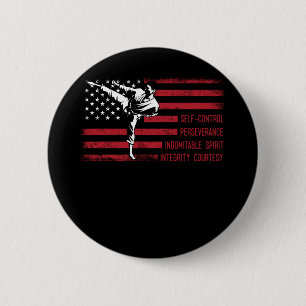 Badge Rond 5 Cm 5 Tenets American Taekwondo Fighting